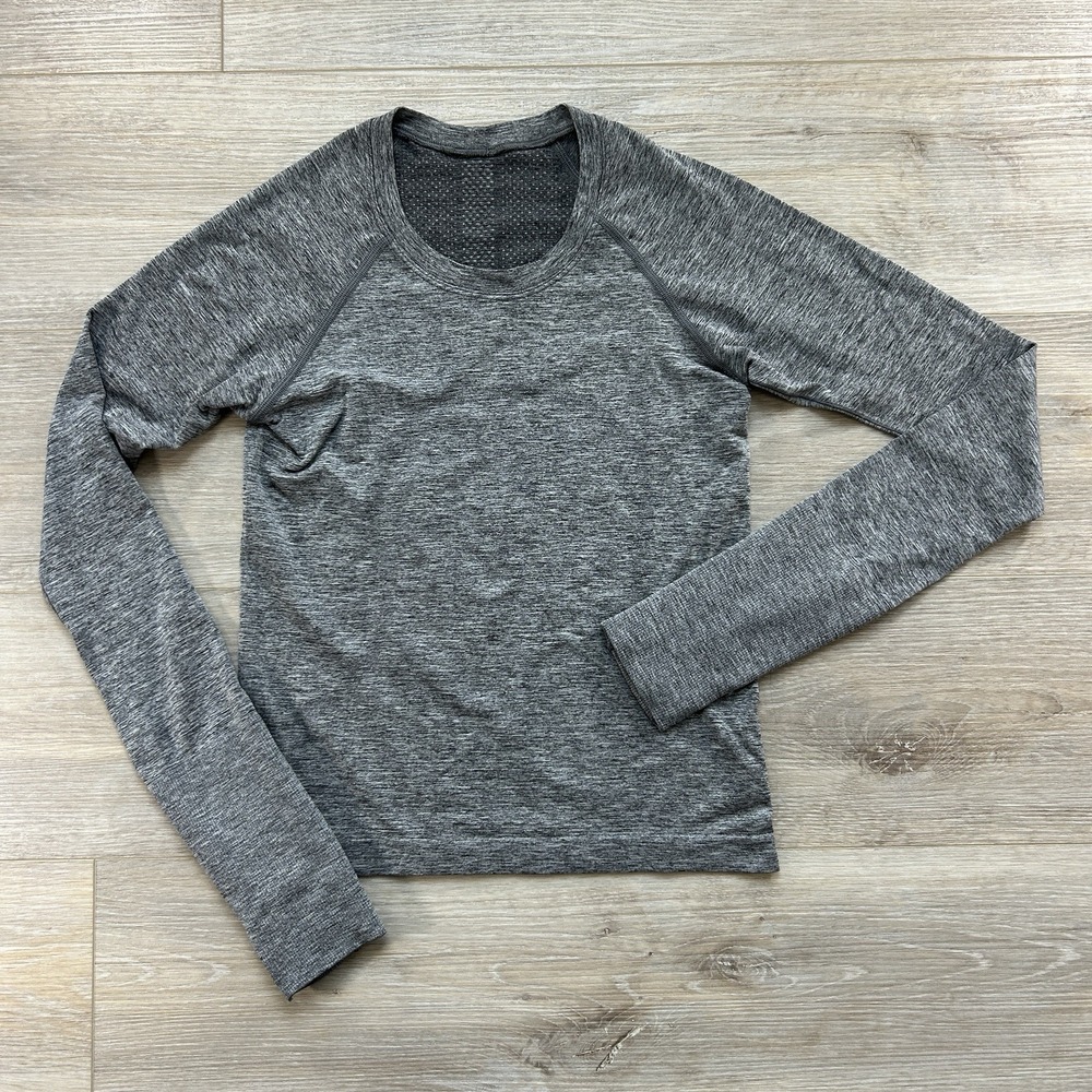 Lululemon‎ 4 Swiftly Tech Long Sleeve Shirt 2.0 *Race Length Slate / White Gray